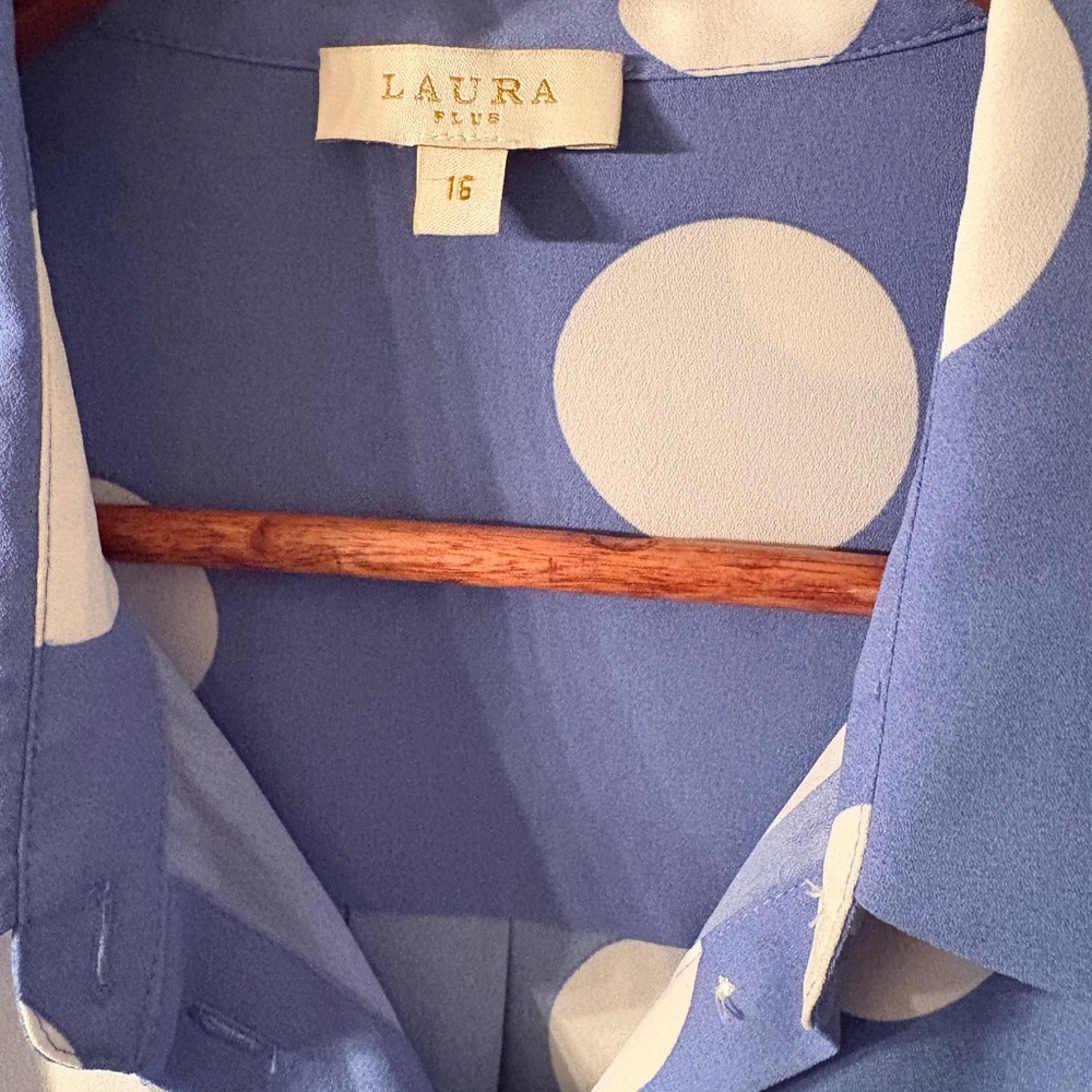 Laura Plus Blue Polka Dot Blouse